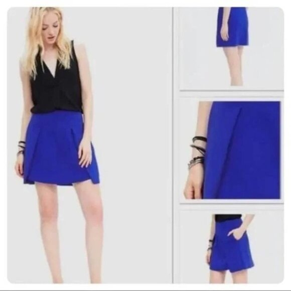 BANANA REPUBLIC Cobalt Structured Winged Mini Skirt Sz 6 - Picture 3 of 8